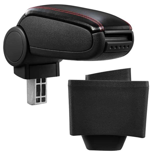 [pro.tec]® Armlæn til AUDI A3 8L (1996-2003) - kunstlæder - sort med rød søm
