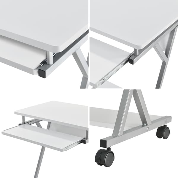 [en.casa]® Datorbord-Laptopbord med hjul-60x40x75cm-vit