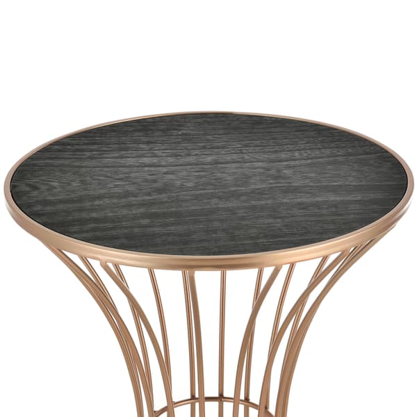 [en.casa]® Timglasformat soffbord-sängbord-55,5x37,5cm-metall-MDF-koppar-rustik träoptik