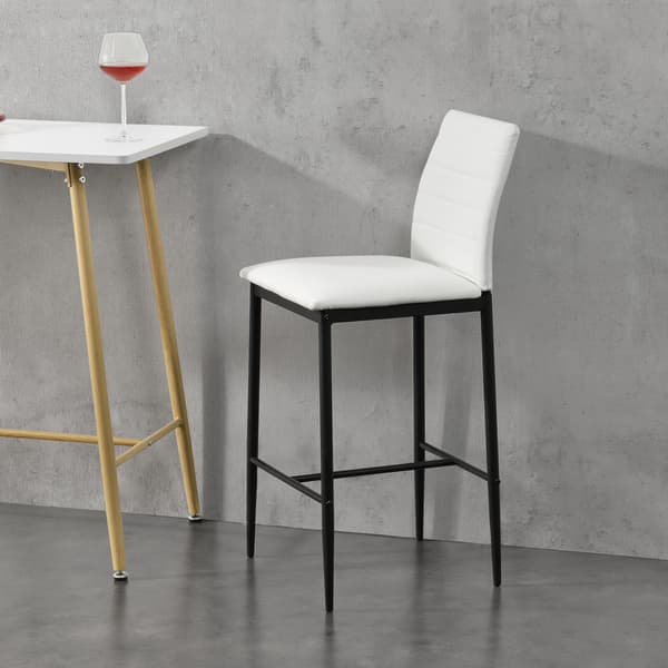 [en.casa] ® Barstol Lidköping sæt 2-med fodstøtte-96x43x47cm-PU-imiteret læder-stål-sort-hvid