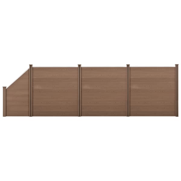 [neu.holz]® WPC Staket set med stolpe: fyrkantig, lutad-183x625cm-brun