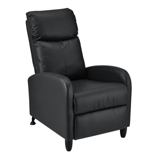 [en.casa]® Relax fåtölj Cleo-stoppad-102x60x92cm-sitshöjd:46cm-PU konstläder-metall-svart-justerbar rygg