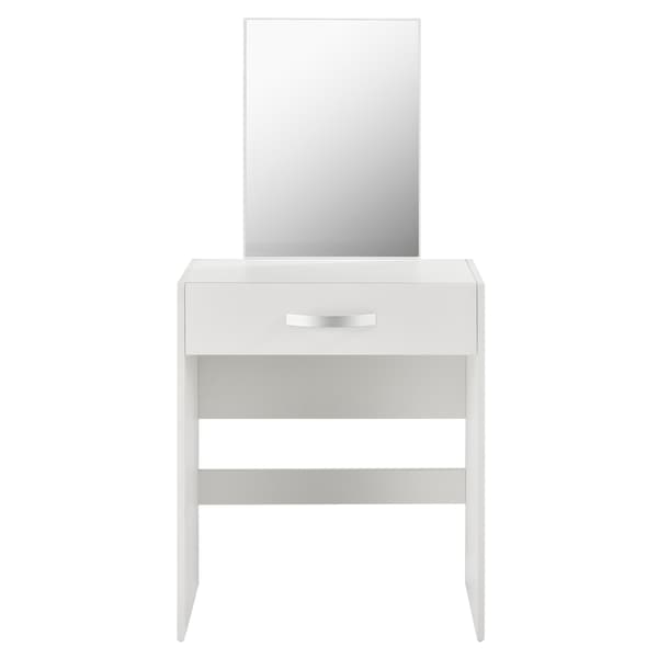 [en.casa]® Toalettbord/sminkbord Reykjavik med spegel, låda och stol-132x63x39cm-melaminbelagd spånskiva-vit