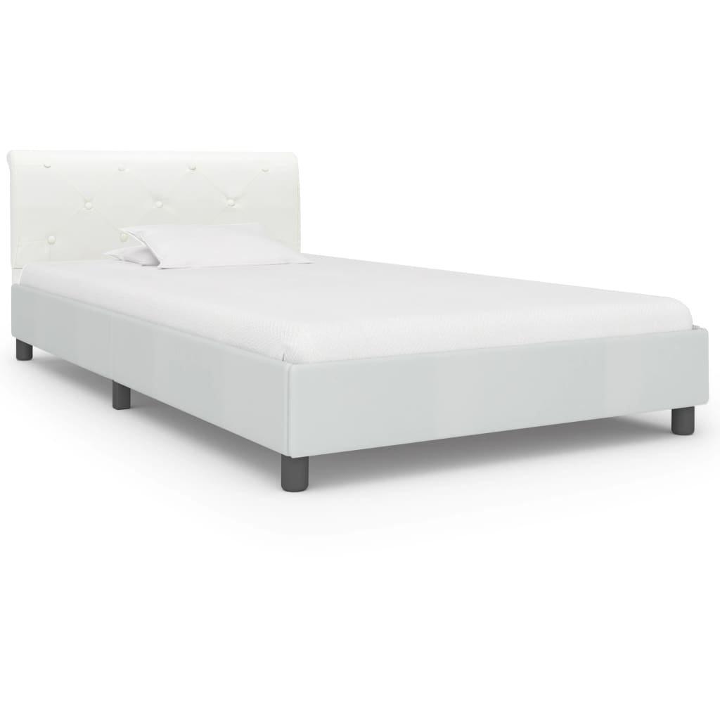 vidaXL Sängram vit konstläder 90x200 cm