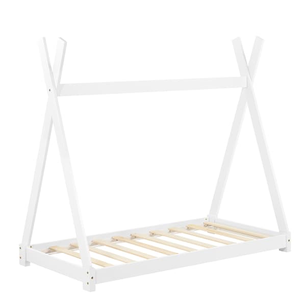 [en.casa]® Barnsäng tipitält inkl. madrass-80x160cm-vit