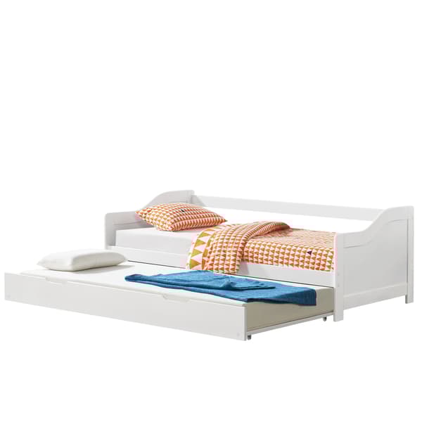 [en.casa] Bäddsoffa med utdragbar undersäng-205x97x66cm-furu-vit