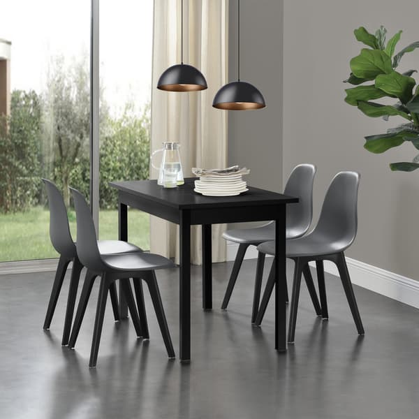 [en.casa]® Matgrupp Lendava-svart bord och 4 stolar-grå-120x60x75cm