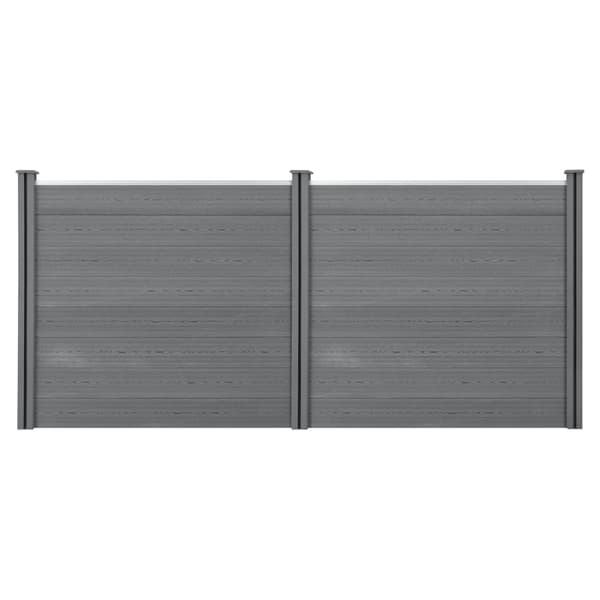 [neu.holz]® WPC Staket med 4 stolpar-165x314cm-grå-16 WPC-skivor-hållbar och väderbeständig