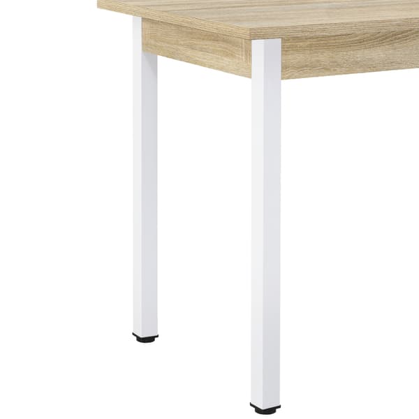 [en.casa]® Matbord Den Haag-120x60x75cm-pulverlackerat stål-melaminbelagd MDF-ek imitation-vit-plats för 4