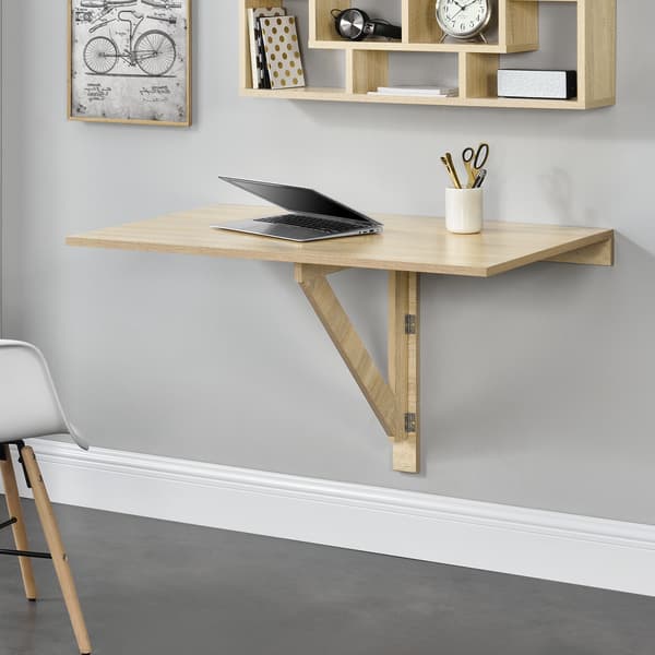 [en.casa]® Väggmonterat klaffbord-Sonoma ekfärgad-100x60x58cm