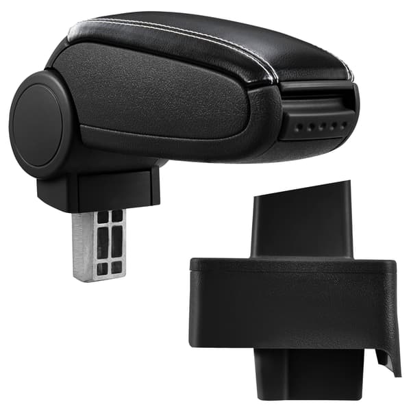 [pro.tec]® Armlæn til Audi 80 B3 / B4 (1986-1995) Audi 80 Cabrio (1991–2000) Audi 90 (1987–1991) - kunstlæder - sort med hvid søm
