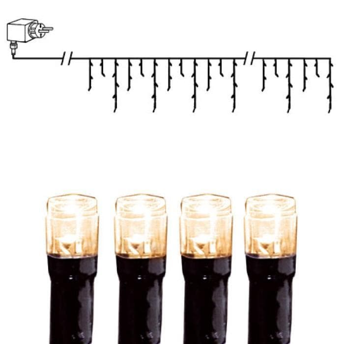 Serie LED istapp 144 ljus 4m svart kabel varmvit