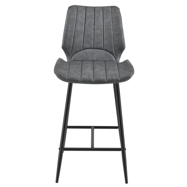 [en.casa]® Barstol Planica set 2-102,5x46,5x51cm-alcantara konstläder / metall-mörkgrå
