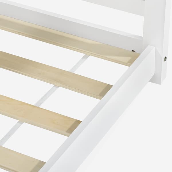 [en.casa]® Børneseng "Hus" med lamelbund - 200x90cm - fyrretræ - hvid (matt)