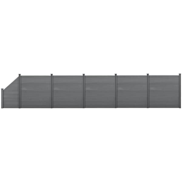 [neu.holz]® WPC Hegn sæt med stolpe: firkantet, skrå - 183x973cm - grå
