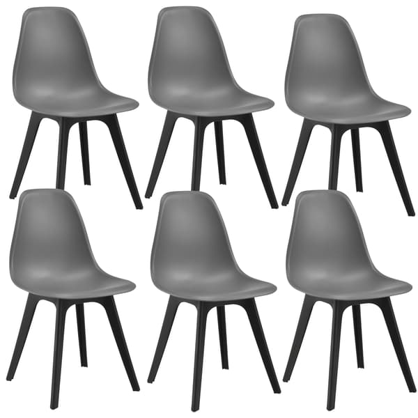 [en.casa]® Lendava Stol / Matstol set 6 -83x54x48cm-svart / grå