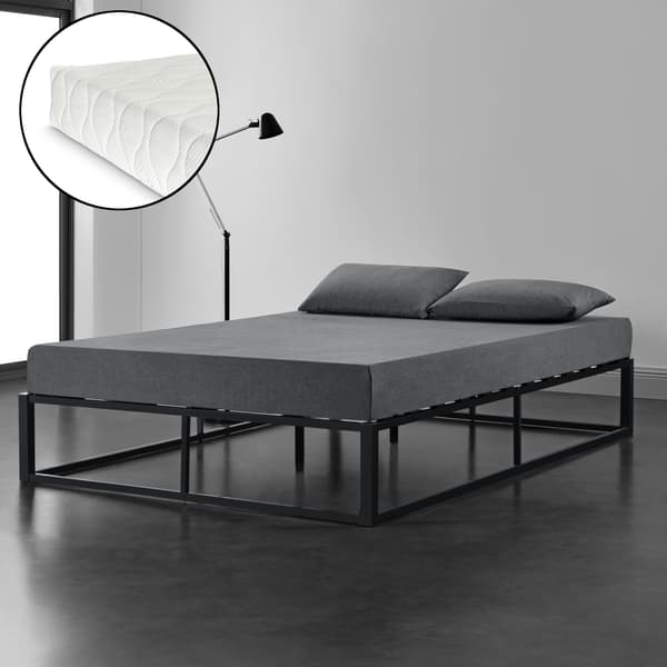[en.casa]® Säng Fulda i metall med madrass-160x200cm-svart-reptålig