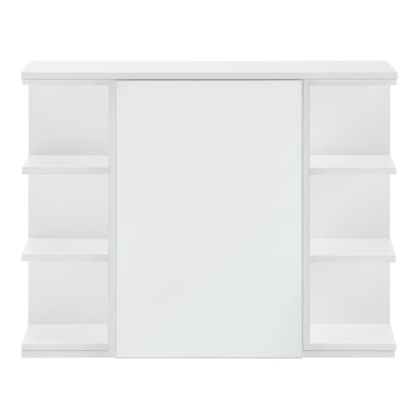 [en.casa]® Väggskåp Harstad för badrum med spegeldörr och 6 hyllplan-64x80x20cm-melaminbelagd spånskiva-vit