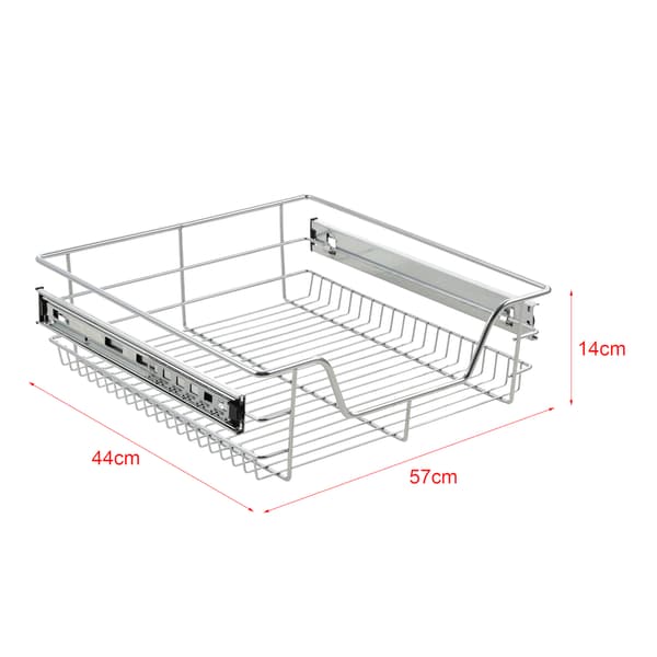 [en.casa]® Trådback med teleskopiska utdragsskenor-set 2-57x44x14cm-förkromad metall-silver-max.belastning 20 kg