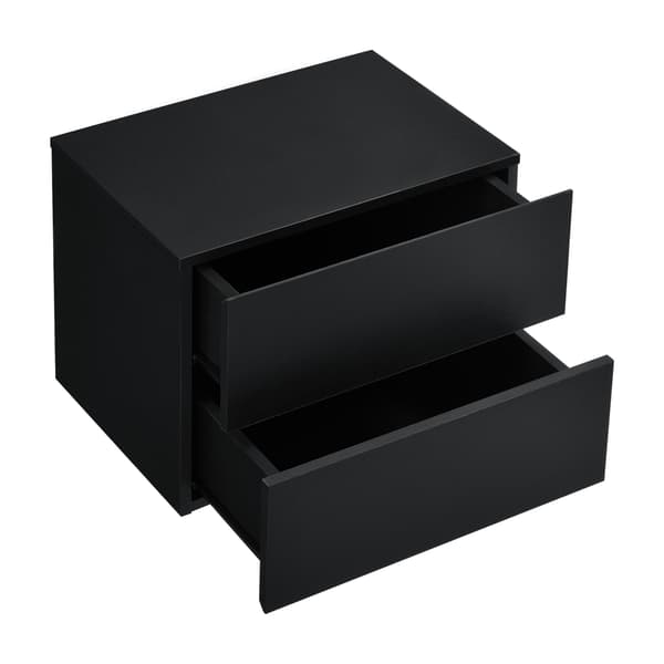 [en.casa]® Väggskåp Viola med två lådor-sängbord-40x29x30cm-svart-spånskiva-max. belastning: 5 kg per låda