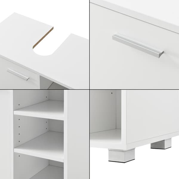 [en.casa]® Tvättställsunderskåp Narvik med dörr och 3 hyllplan-55,6x60x31cm-melaminbelagd spånskiva-vit