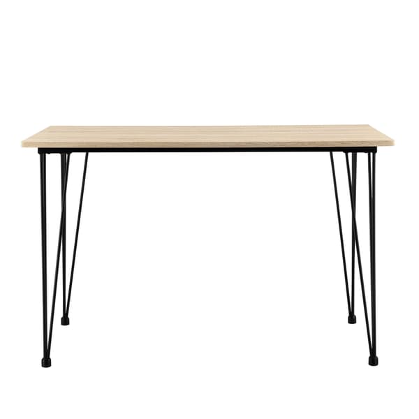 [en.casa]® Matbord med spännben-120x70x75cm-stål-MDF-ek optik / svart-plats för 4
