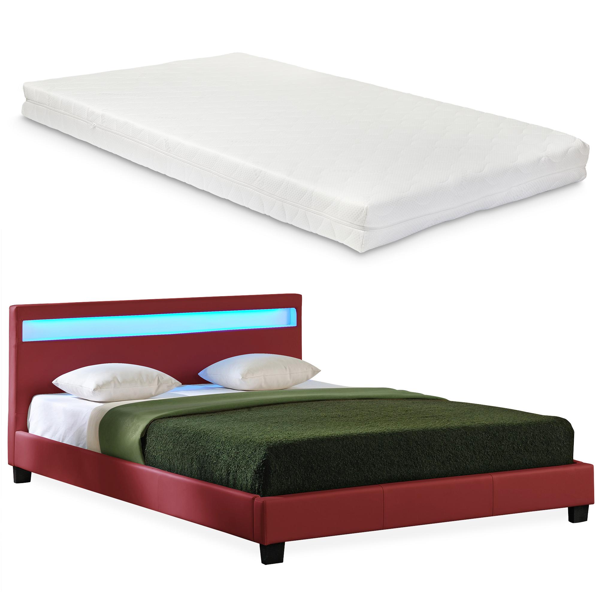 Corium® Tyylikäs verhoiltu sänky, PU tekonahka 210cm x 189cm tummanpunainen