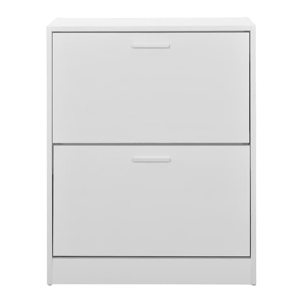 [en.casa]® Skoskåp-63x24x81cm-2 fack-vit-plats för 12 par skor