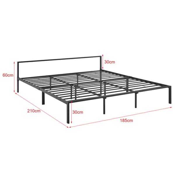 [en.casa]® Sängstomme Imatra i metall inkl. ribbotten-210x185x60cm-svart matt-bäddmått: 200x180cm