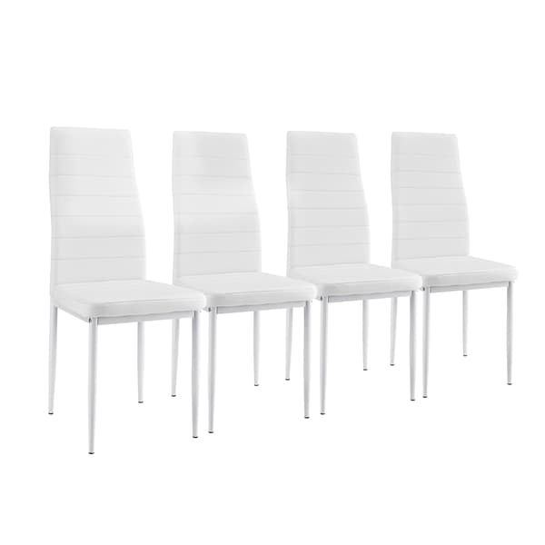 [en.casa]® Spisebord Tønder - (120x60x75cm) - 4 stole - hvid