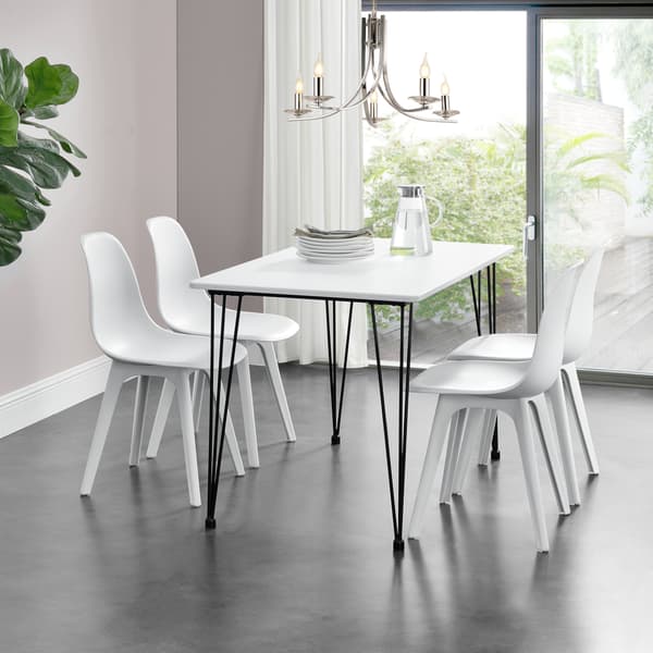 [en.casa]® Matbord med spännben-120x70x75cm-stål-MDF-vit / svart-plats för 4