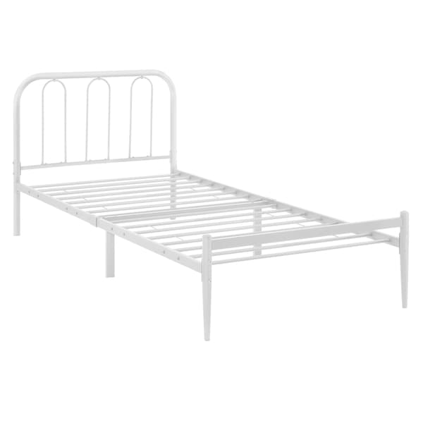 [en.casa]® Sängstomme Hanko i metall inkl. ribbotten-200x90-stål-vit (matt)-reptålig