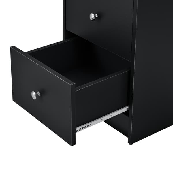 [en.casa]® Skrivbord Lemberg-120x49x72cm-svart-melaminbelagd spånskiva-med lådor och hyllor
