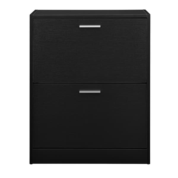 [en.casa]® Skoskåp-63x24x81cm-2 fack-svart-plats för 12 par skor