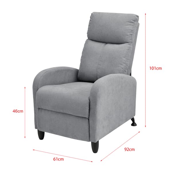 [en.casa] ® Relax lænestol Cleo-polstret-102x60x92cm-siddehøjde: 46 cm-tekstil-metal-lysegrå-sort-justerbar ryg