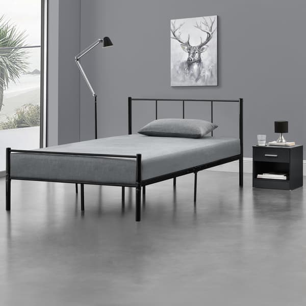 [en.casa]® Sängstomme i metall med ribotten-200x120cm-pulverlackerat stål-svart