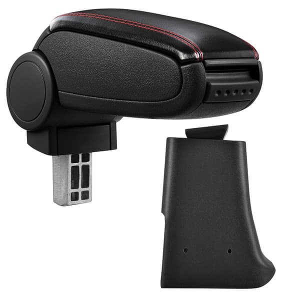 [pro.tec]® Armlæn til Volkswagen Golf 3 (alle modeller) / Volkswagen Vento - kunstlæder - sort med rød søm