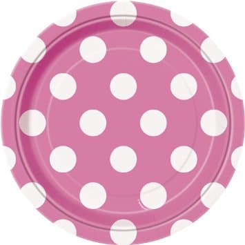 Små Papperstallrikar Hot Pink Prickiga Runda