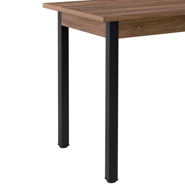 [en.casa]® Matbord Den Haag-120x60x75cm-pulverlackerat stål-melaminbelagd MDF-valnöt imitation-svart-plats för 4