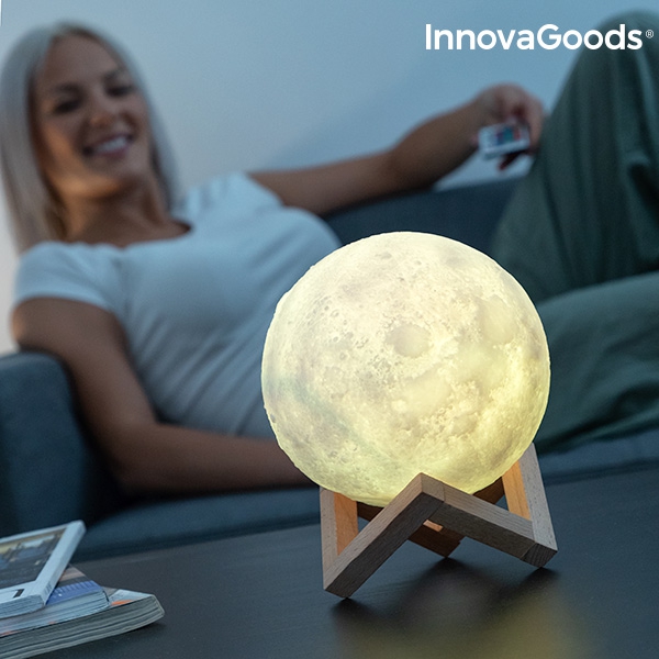 Genopladelige LED-lampe 3D måne
