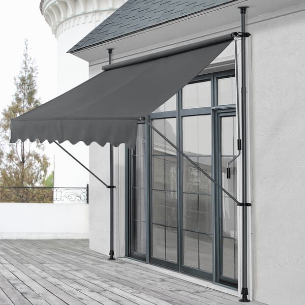 [pro.tec]® Terassmarkis-utan borrning-pulverlackerat stål-justerbar höjd:200-300cm-antrazitgrå-grå-250x120x200-300cm