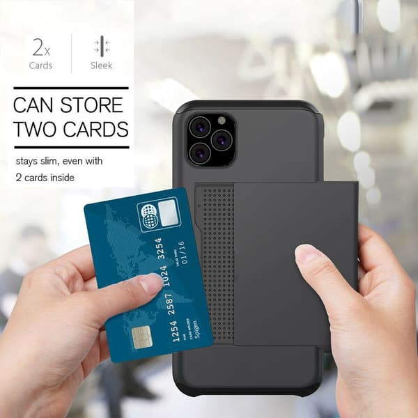 iPhone 11 Iskunkestävä kuori korttipaikka 4x Väri Lompakko Svart