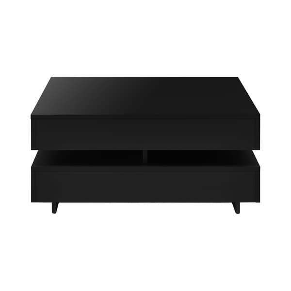 [en.casa]® Soffbord Hüven-75x75x35,5cm-svart högglans-4 förvaringsytor-melaminbelagd spånskiva
