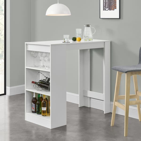 [en.casa] Elegant barbord med 3 hyllor-110x50x103cm-vit