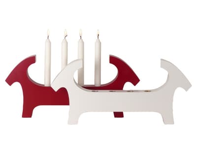 Adventsljusstake bock, Lackad björk, Vit