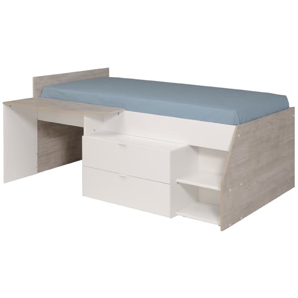 Milky Seng med 2 skuffer og 1 skrivebord 90X200CM madrass