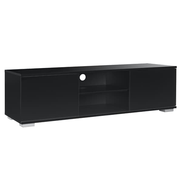 [en.casa]® Tv-bänk-2 dörrar-34,5x120x40cm-MDF-svart högglans