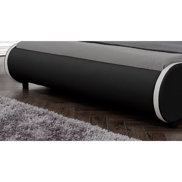 Corium® Tyylikäs verhoiltu sänky PU tekonahka  221cm x 149cm musta, valkoisella reunalla