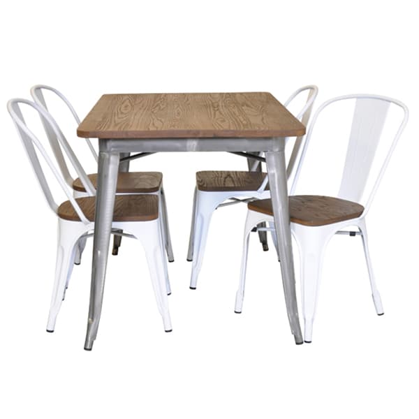 France 120 Spisebord metalplade galvaniseret med almop + About France 4 stole