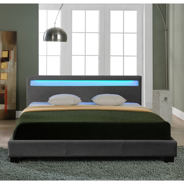 Corium® Kontinentalsäng Sandvika - textil - med LED-belysning - (140 x 200 cm) - mörkgrå
